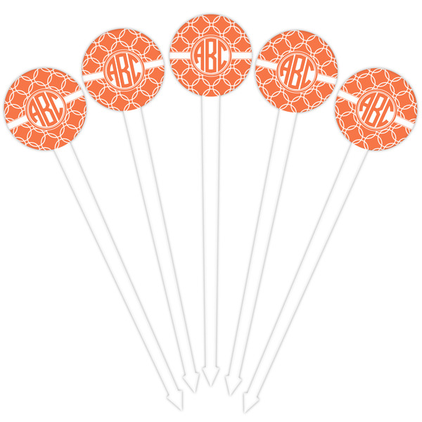 Linked Circles White Plastic 4" Food Pick - Round - Fan View