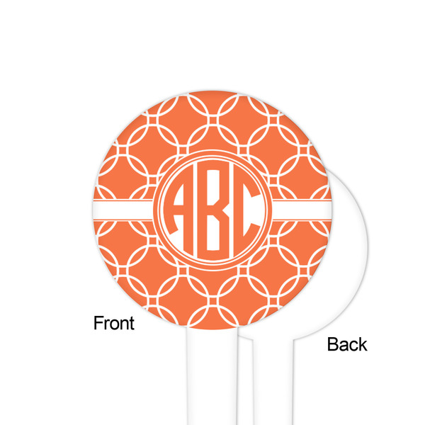 Linked Circles White Plastic 4" Food Pick - Round - Single Sided - Front & Back