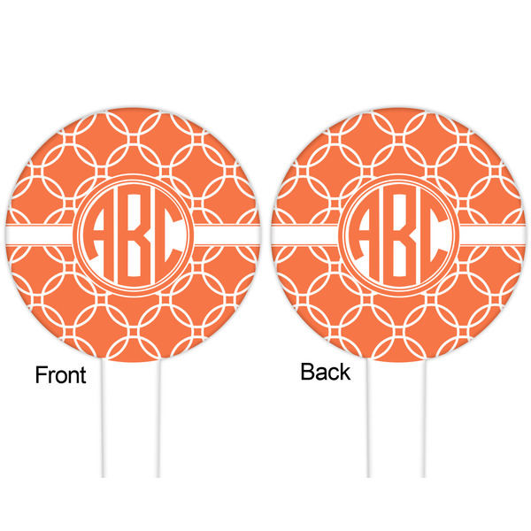 Linked Circles White Plastic 6" Food Pick - Round - Double Sided - Front & Back