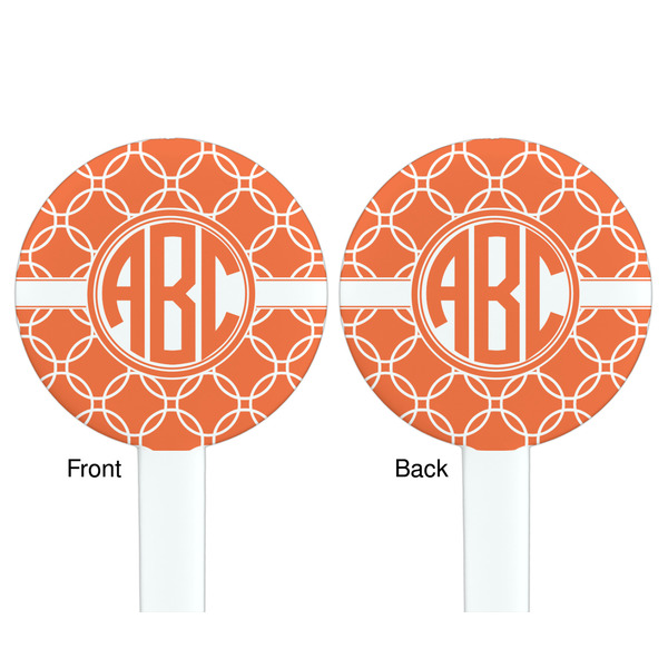 Linked Circles White Plastic 7" Stir Stick - Double Sided - Round - Front & Back