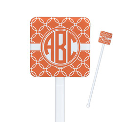 Linked Circles Square Plastic Stir Sticks - Double Sided (Personalized)