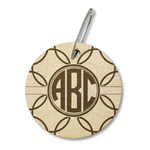 Linked Circles Wood Luggage Tag - Round (Personalized)