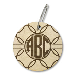 Linked Circles Wood Luggage Tag - Round (Personalized)