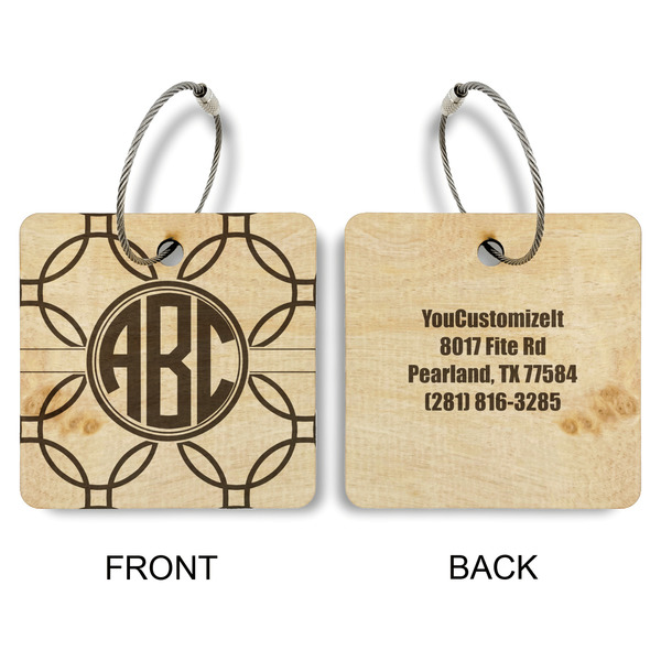 Linked Circles Wood Luggage Tags - Square - Approval
