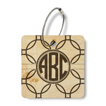 Linked Circles Wood Luggage Tag - Square (Personalized)
