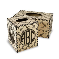 Linked Circles Wood Tissue Box Cover (Personalized)