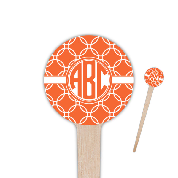 Custom Linked Circles 4" Round Wooden Food Picks - Single Sided (Personalized)