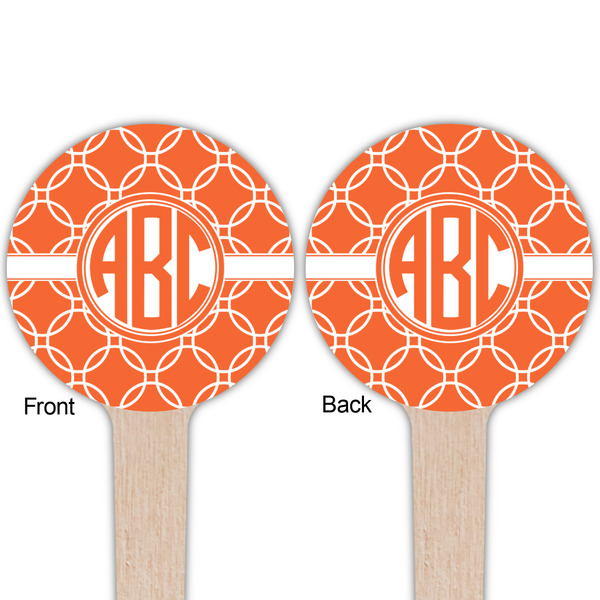 Linked Circles Wooden 4" Food Pick - Round - Double Sided - Front & Back