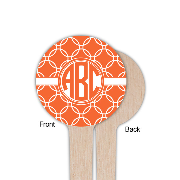 Linked Circles Wooden 4" Food Pick - Round - Single Sided - Front & Back