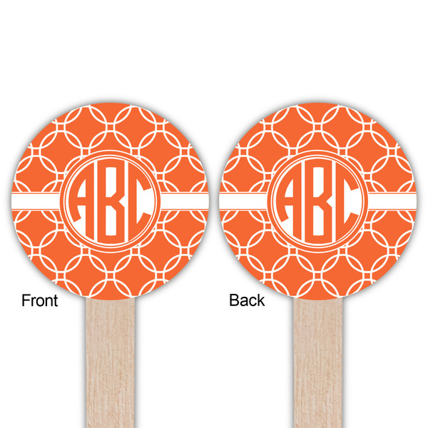 Linked Circles Wooden 6" Food Pick - Round - Double Sided - Front & Back