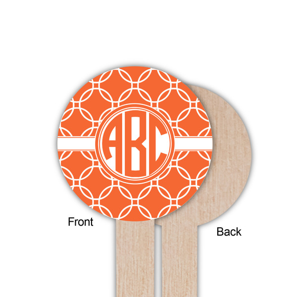 Linked Circles Wooden 6" Food Pick - Round - Single Sided - Front & Back