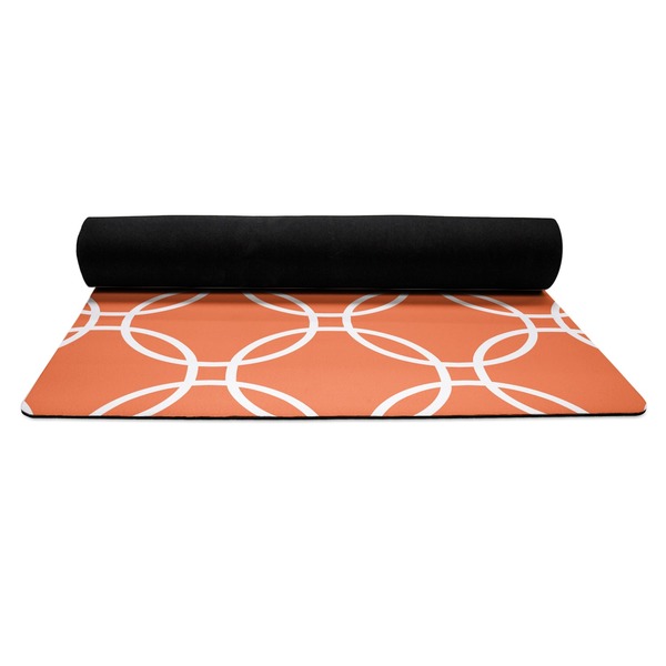 Linked Circles Yoga Mat Rolled up Black Rubber Backing