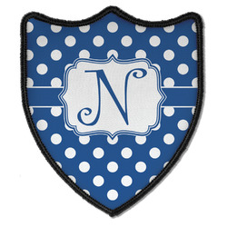 Polka Dots Iron On Shield Patch B w/ Initial