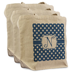 Polka Dots Reusable Cotton Grocery Bags - Set of 3 (Personalized)