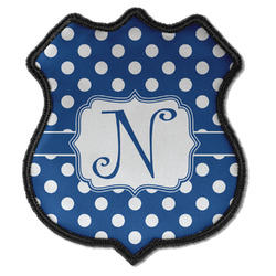 Polka Dots Iron On Shield Patch C w/ Initial