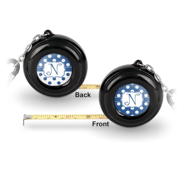 Polka Dots 6-Ft Pocket Tape Measure with Carabiner Hook - Front and Back