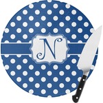 Polka Dots Round Glass Cutting Board - Small (Personalized)