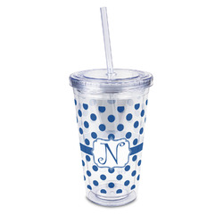 Polka Dots 16oz Double Wall Acrylic Tumbler with Lid & Straw - Full Print (Personalized)