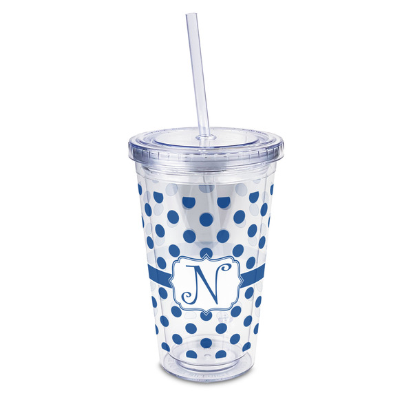 Custom Polka Dots 16oz Double Wall Acrylic Tumbler with Lid & Straw - Full Print (Personalized)