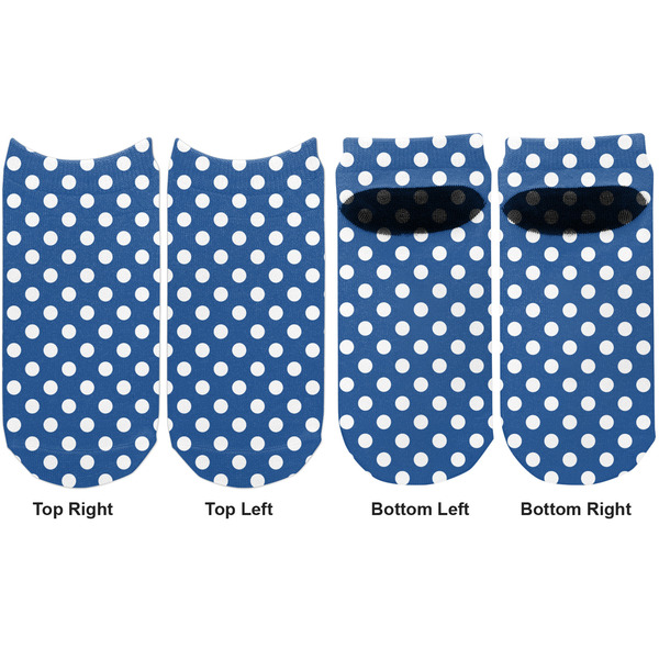 Polka Dots Adult Ankle Socks - Double Pair - Front and Back - Apvl