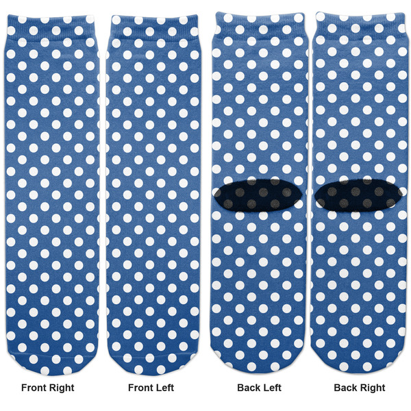 Polka Dots Adult Crew Socks - Double Pair - Front and Back - Apvl