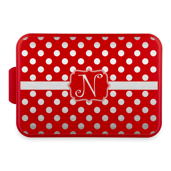Custom Polka Dots Aluminum Baking Pan with Red Lid (Personalized)
