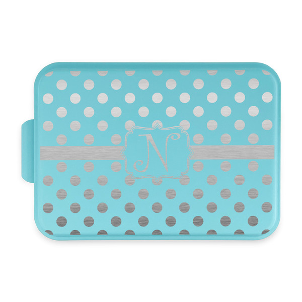 Custom Polka Dots Aluminum Baking Pan with Teal Lid (Personalized)
