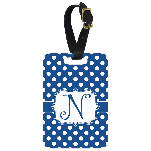 Custom Polka Dots Metal Luggage Tag w/ Initial