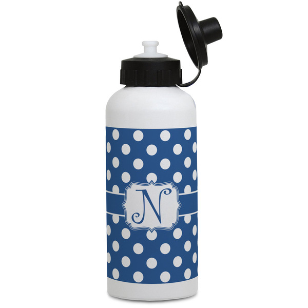 Custom Polka Dots Water Bottles - Aluminum - 20 oz - White (Personalized)