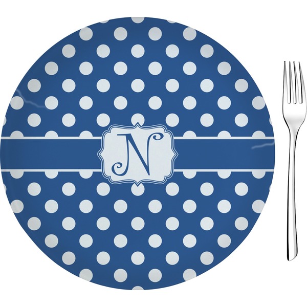Custom Polka Dots Glass Appetizer / Dessert Plate 8" (Personalized)
