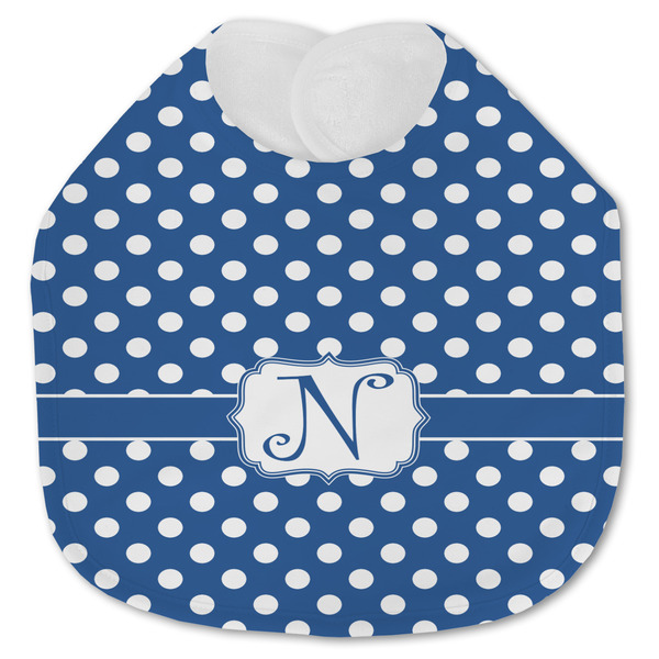 Custom Polka Dots Jersey Knit Baby Bib w/ Initial