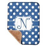 Polka Dots Sherpa Baby Blanket - 30" x 40" w/ Initial