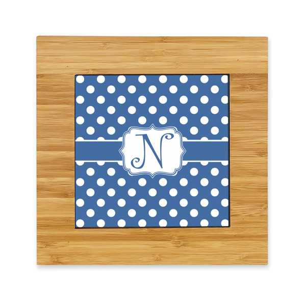 Custom Polka Dots Bamboo Trivet with Ceramic Tile Insert (Personalized)