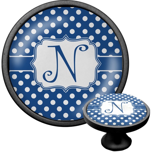 Custom Polka Dots Cabinet Knob (Black) (Personalized)