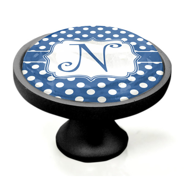 Polka Dots Black Custom Cabinet Knob (Side)