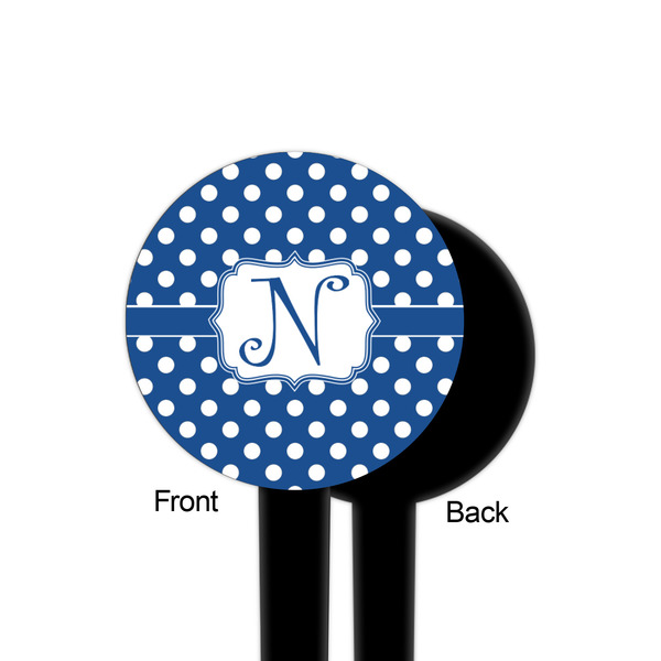 Polka Dots Black Plastic 4" Food Pick - Round - Single Sided - Front & Back