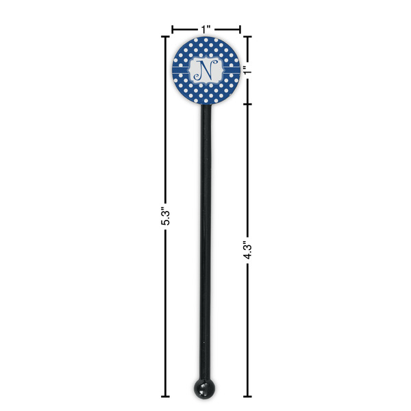 Polka Dots Black Plastic 5.5" Stir Stick - Round - Dimensions