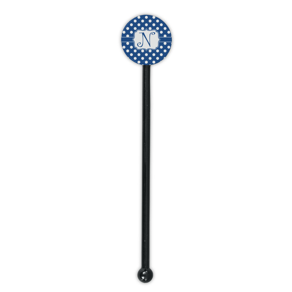 Polka Dots Black Plastic 5.5" Stir Stick - Round - Single Stick