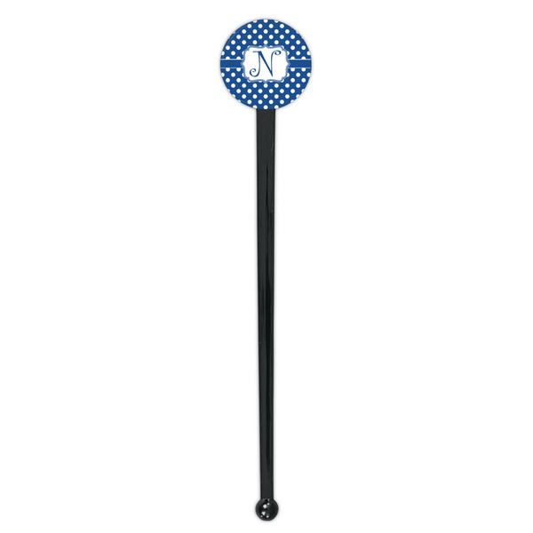 Polka Dots Black Plastic 7" Stir Stick - Round - Single Stick