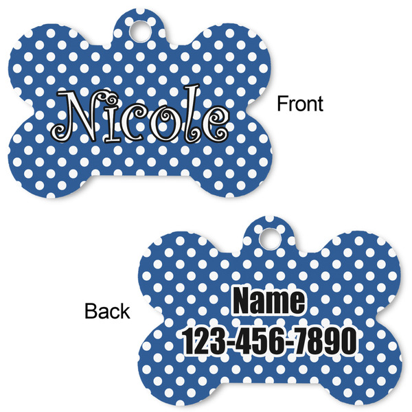 Polka Dots Bone Shaped Dog ID Tag - Large - Approval