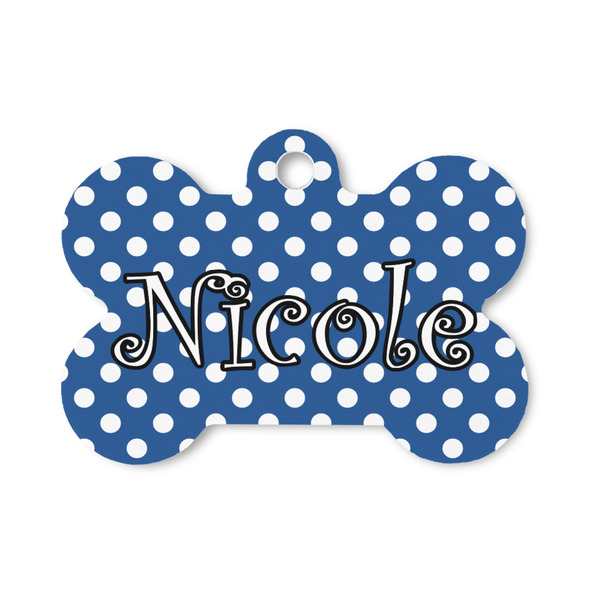 Custom Polka Dots Bone Shaped Dog ID Tag - Small (Personalized)