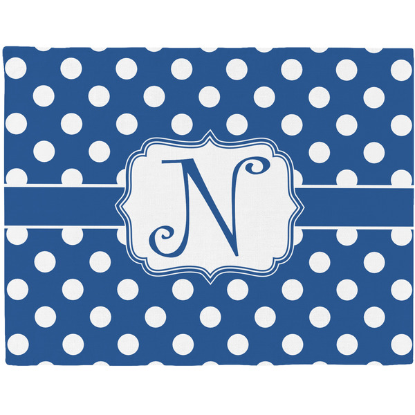 Custom Polka Dots Woven Fabric Placemat - Twill w/ Initial
