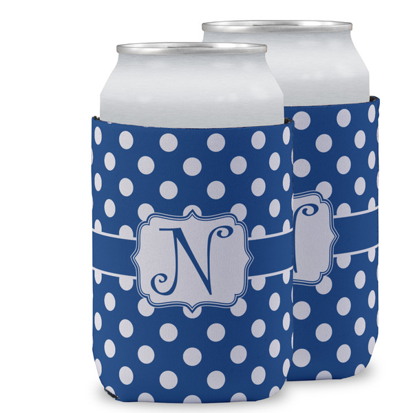 Custom Polka Dots Can Cooler (12 oz) w/ Initial