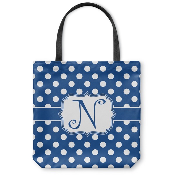 Custom Polka Dots Canvas Tote Bag - Large - 18"x18" (Personalized)