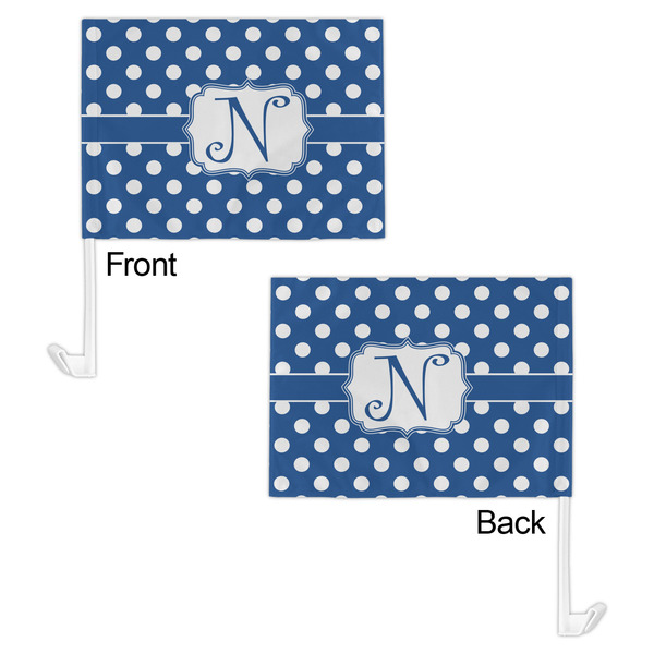 Polka Dots Car Flag - 11" x 8" - Front & Back View