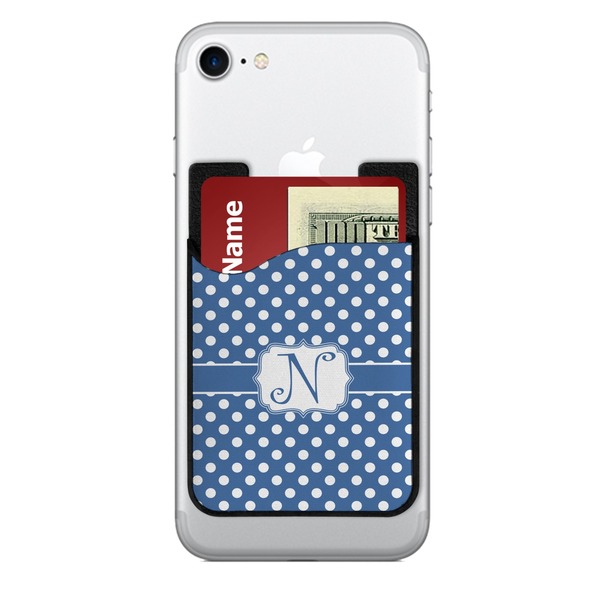 Custom Polka Dots 2-in-1 Cell Phone Credit Card Holder & Screen Cleaner (Personalized)