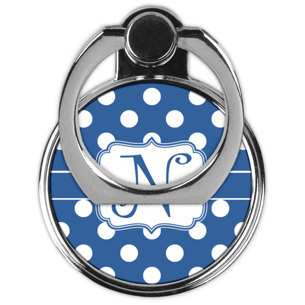 Polka Dots Cell Phone Ring Stand & Holder - Front (Collapsed)
