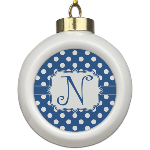 Custom Polka Dots Ceramic Ball Ornament (Personalized)