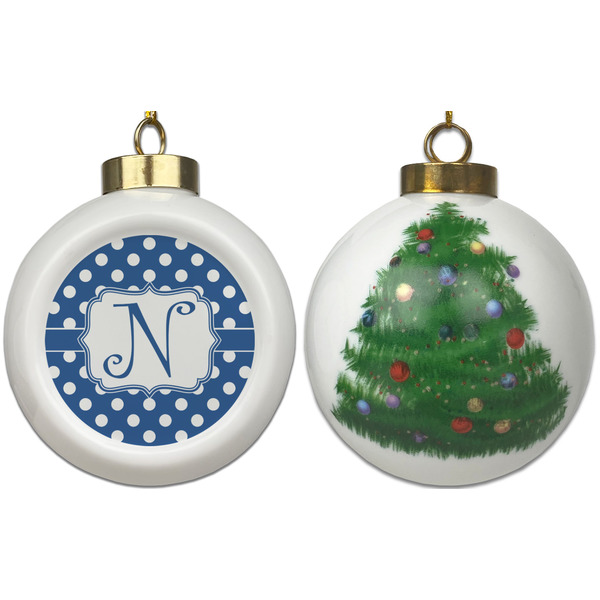 Polka Dots Ceramic Christmas Ornament - X-Mas Tree (APPROVAL)