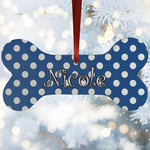 Polka Dots Ceramic Dog Ornament w/ Initial